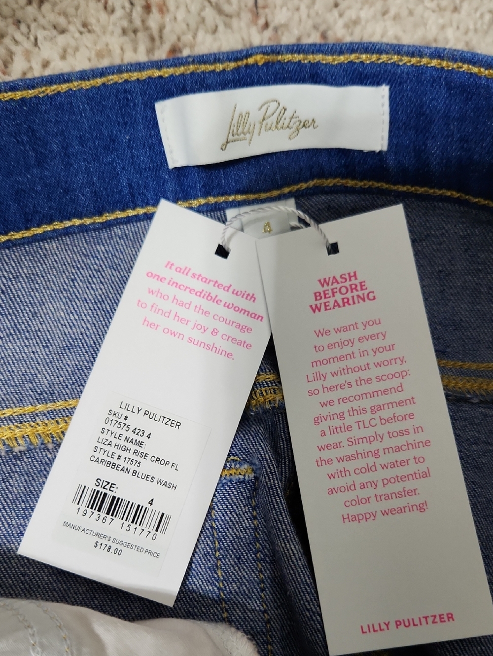 NWT Lilly Pulitzer Liza High Rise Crop Pants. Size 4 - Picture 10 of 10